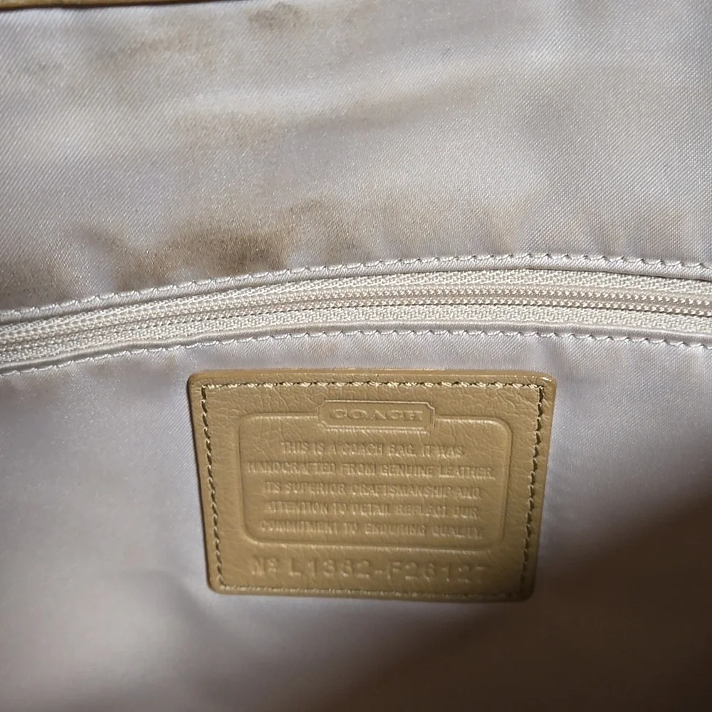 COACH Campbell Leather Eva Flap Satchel Brown Beige